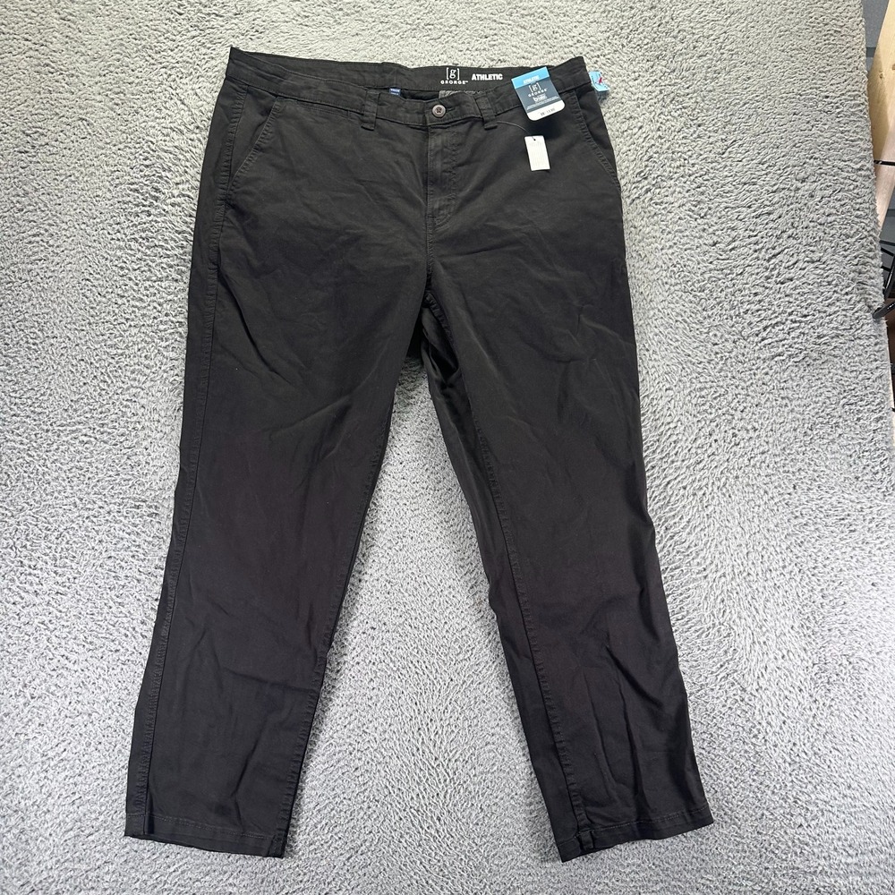 George Pant Mens 40x30 Black Cotton Chino Straight Business Preppy Stretch